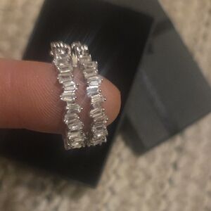 White Zircon Arctic Spark earrings, rhodium over sterling silver, NEW.